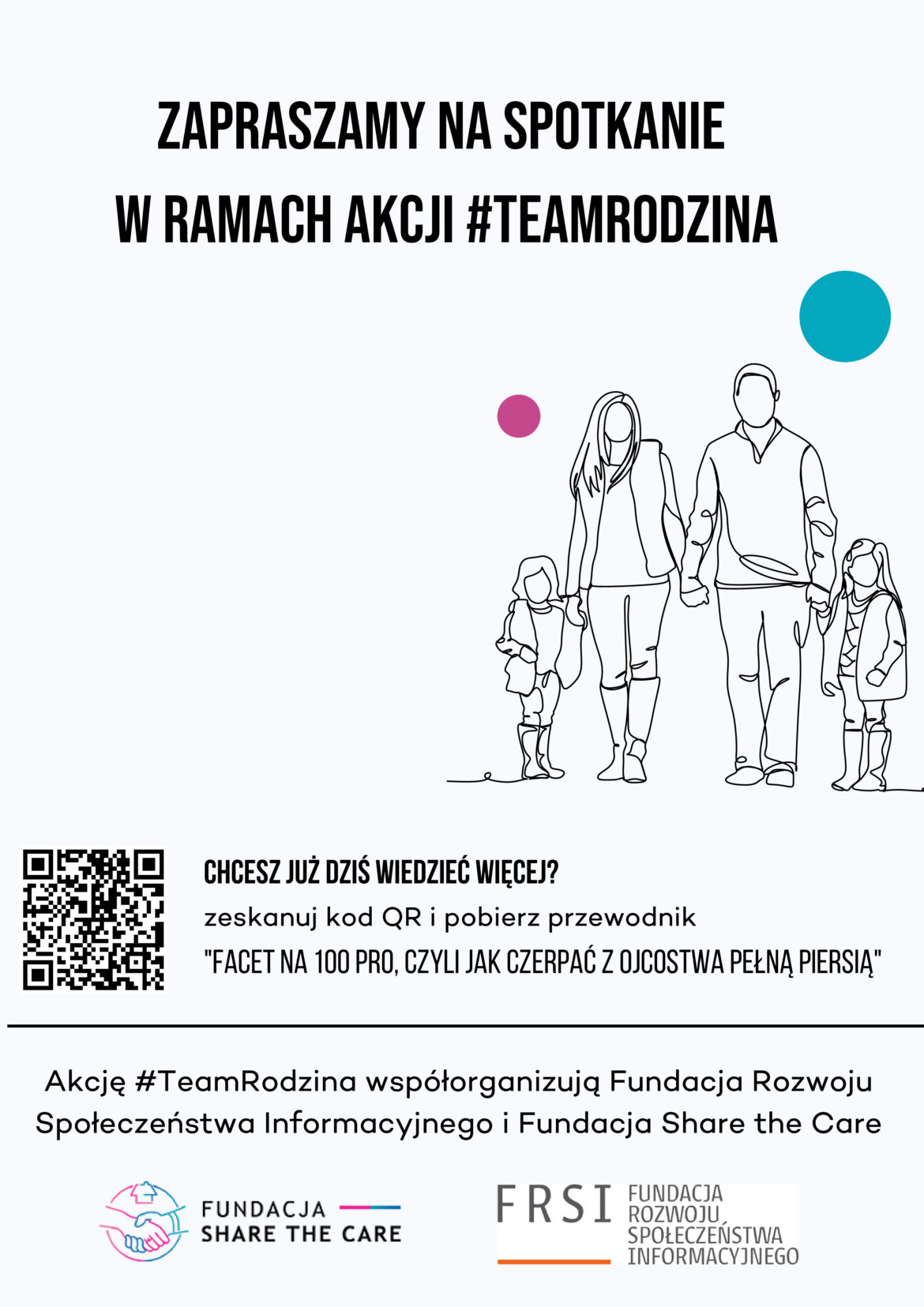 plakat przedstawia rysunek rodziny i zachęca do akcji Team Rodzina