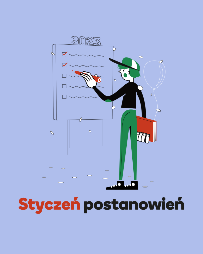 ludzik na niebieskim tle- promocja czytelnictwa