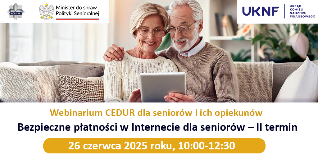 plakat zachęcający na darmowe webinrium dla seniora